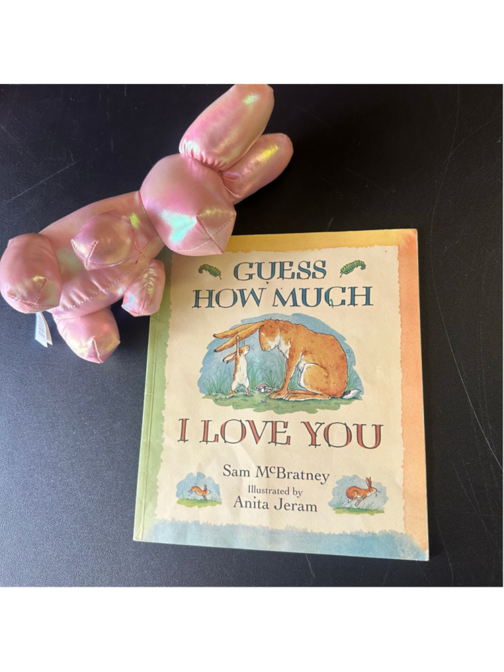 1996 Scholastic Guess How Much I Love You Book + Pink Bunny Plush Nostalgia Bund